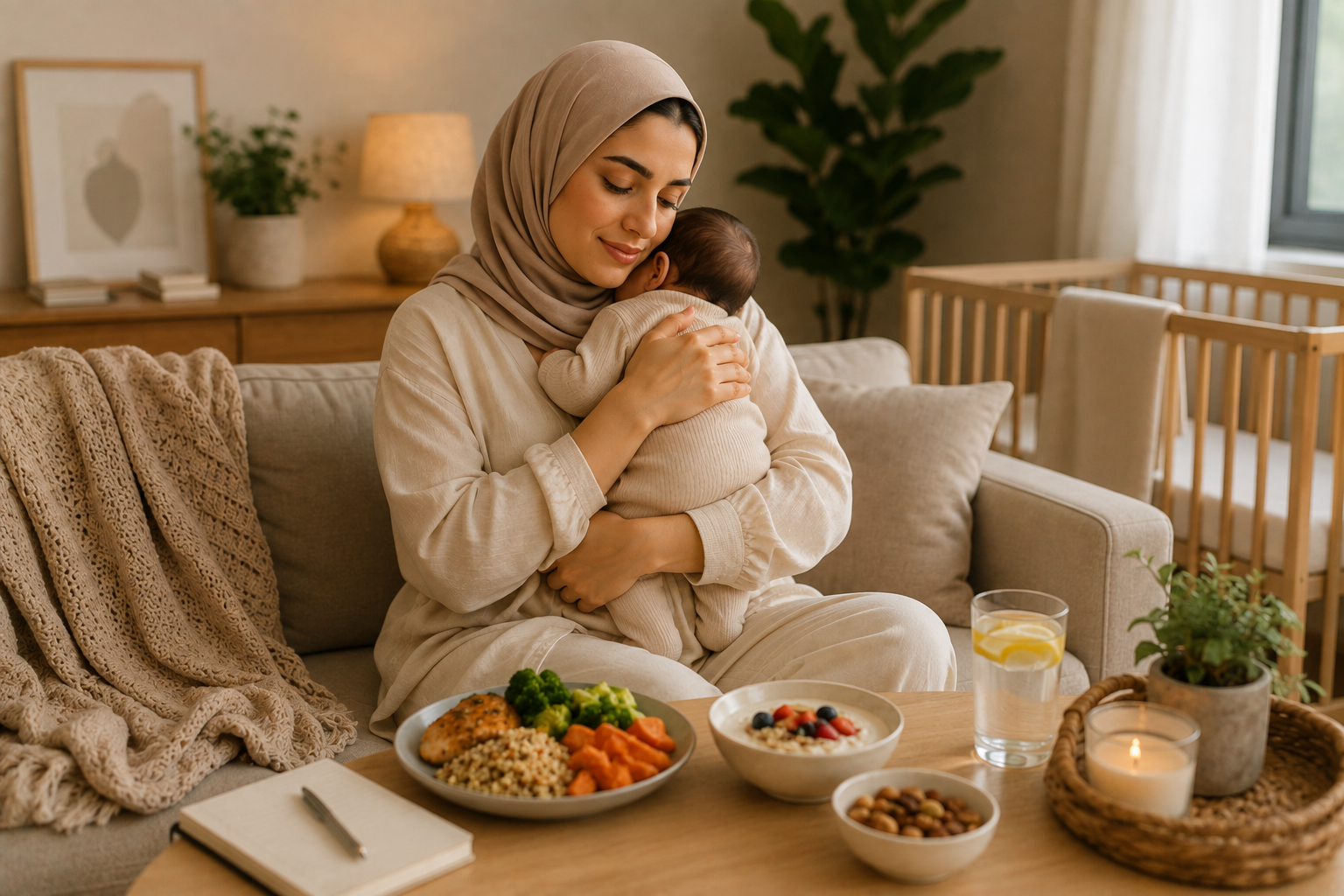 صورة توضيحية للدعم الغذائي ضمن تغذية ما بعد الولادة والرضاعة أونلاين