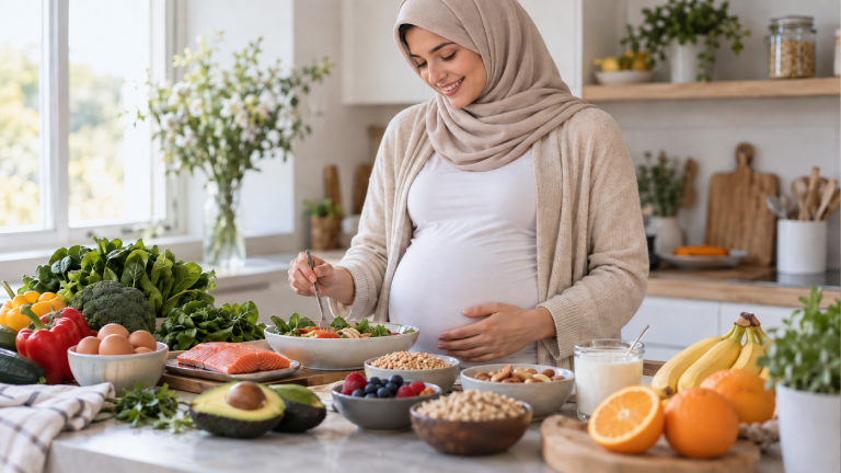تغذية الحمل: دليلك الصحي الكامل – ماذا تأكلين في كل ثلث؟